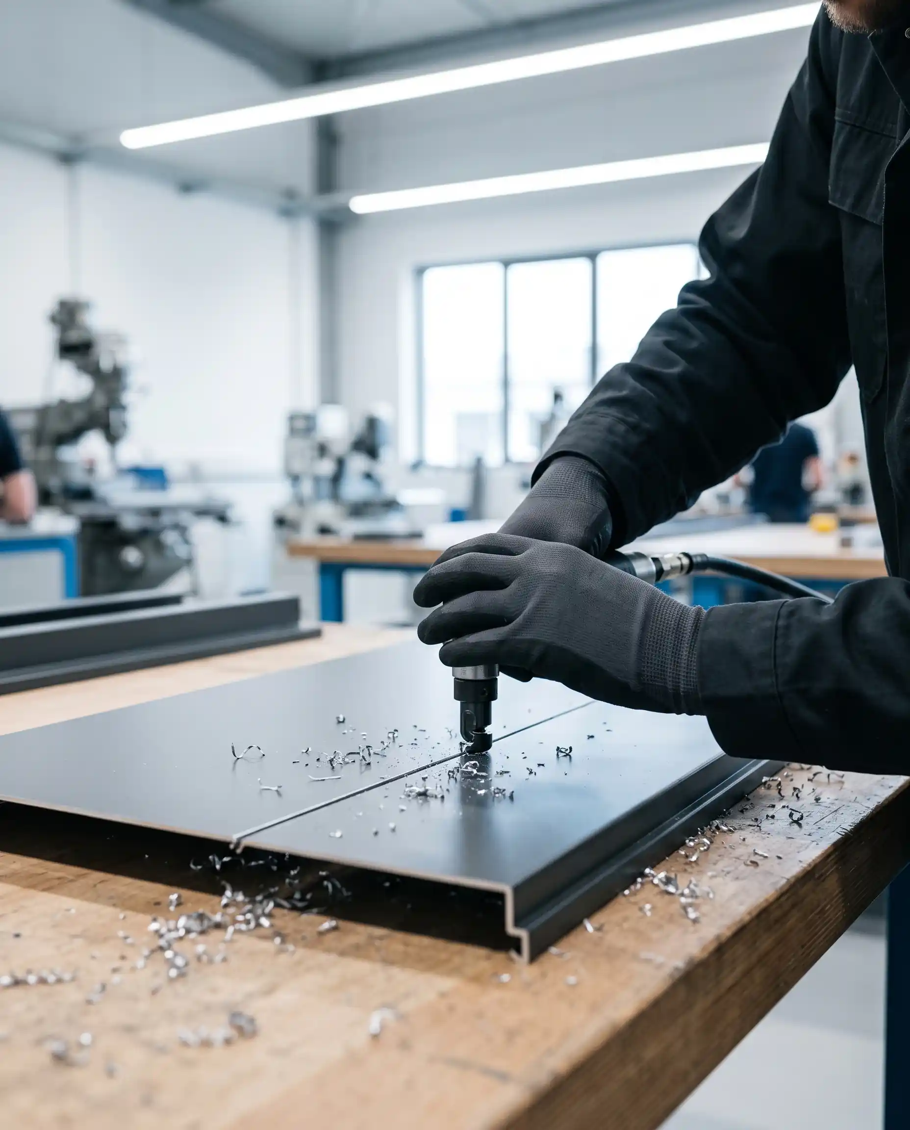 Precisiewerk aluminium luiken in showroom Haaksbergen