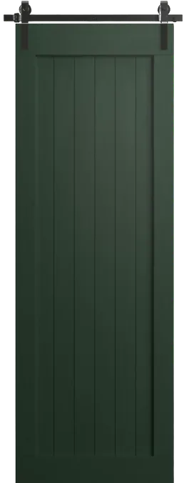 Houten schuifluik in diepe groentint